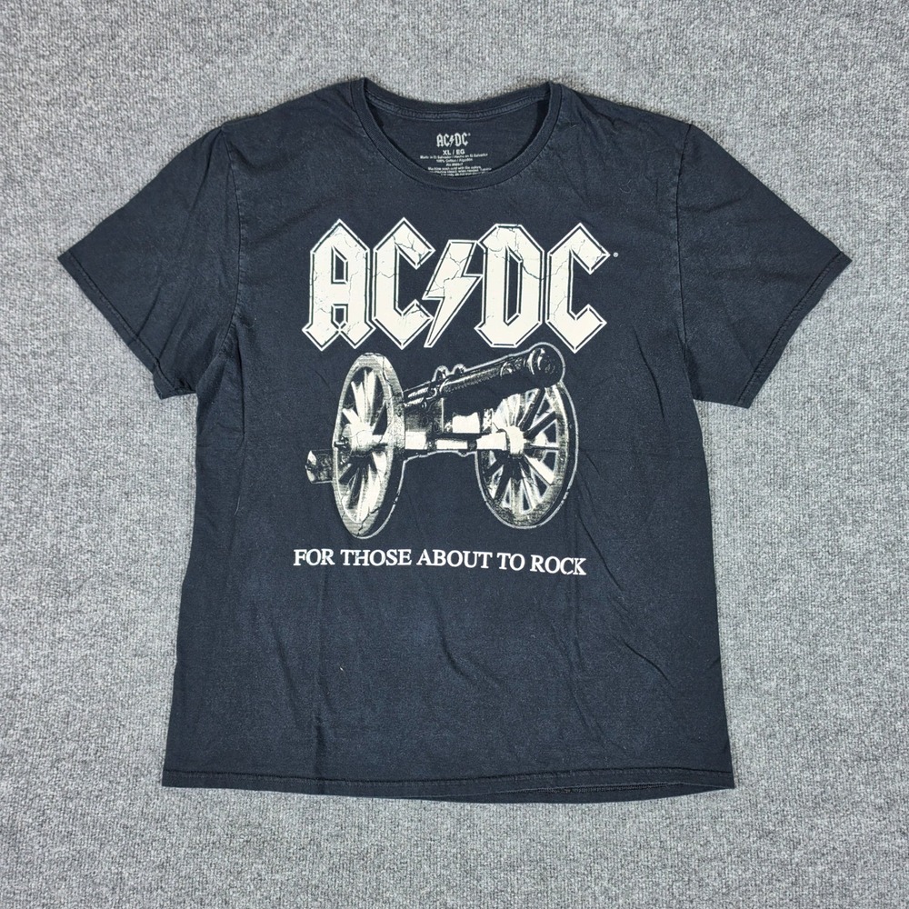 AC/DC For Those About To Rock Cannon Graphic T-Shirt Men XL Black 2023 Short Slv